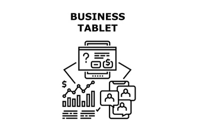 Business Tablet Vector Concept Black Illustration