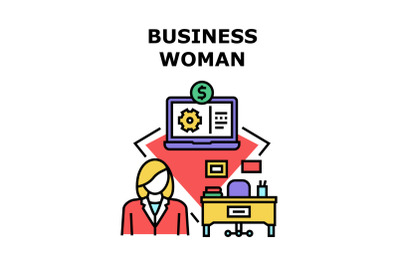 Businesswoman Vector Concept Color Illustration