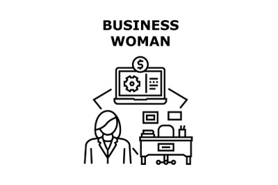 Businesswoman Vector Concept Black Illustration