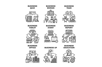 Business Education Set Icons Vector Illustrations