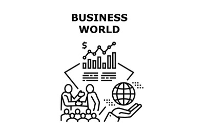 Business World Vector Concept Black Illustration