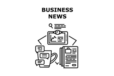 Business News Vector Concept Black Illustration