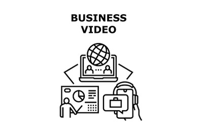 Business Video Vector Concept Black Illustration