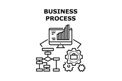 Business Process Vector Concept Black Illustration