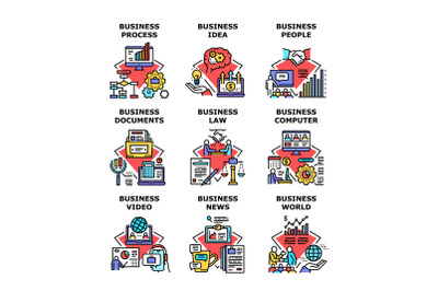 Business Process Set Icons Vector Illustrations