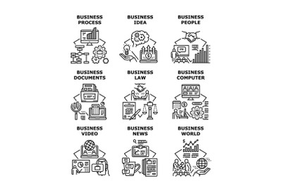 Business Process Set Icons Vector Illustrations