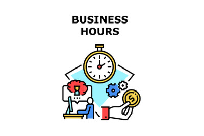 Business Hours Vector Concept Color Illustration