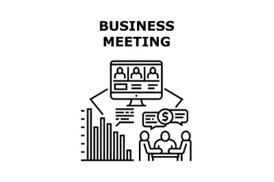 Business Meeting Vector Concept Black Illustration