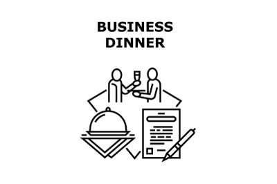 Business Dinner Vector Concept Black Illustration