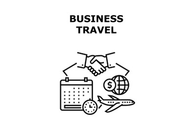 Business Travel Vector Concept Black Illustration