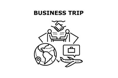 Business Trip Vector Concept Black Illustration