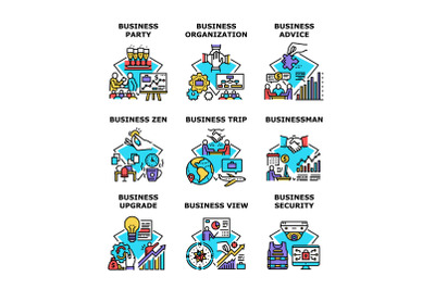 Business Advice Set Icons Vector Illustrations