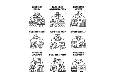 Business Advice Set Icons Vector Illustrations