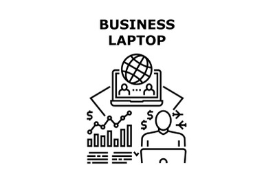 Business Laptop Vector Concept Black Illustration