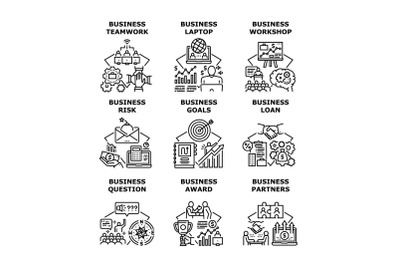 Business Goals Set Icons Vector Illustrations