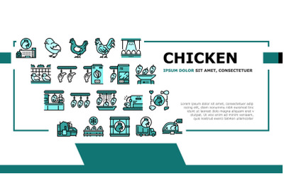 Chicken Meat Factory Landing Header Vector