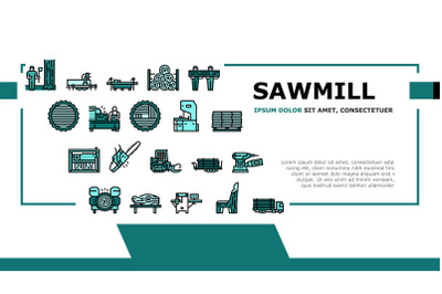 Sawmill Cut Service Landing Header Vector