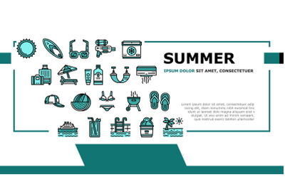 Summer Vacation Travel Landing Header Vector