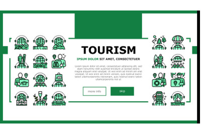 Tourism Travel Types Landing Header Vector