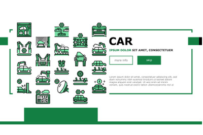 Car Factory Production Landing Header Vector