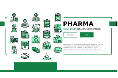 Pharmaceutical Production Factory Landing Header Vector