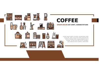 Coffee Shop Equipment Landing Header Vector