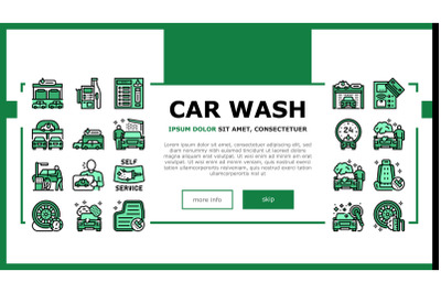 Self Service Car Wash Landing Header Vector