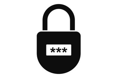 Pin code padlock icon, simple style