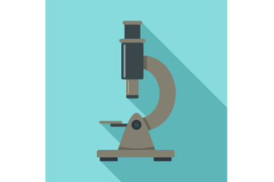 Modern microscope icon, flat style