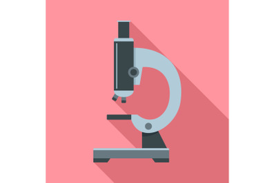 School microscope icon, flat style