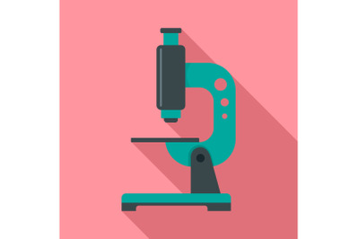 Science microscope icon, flat style