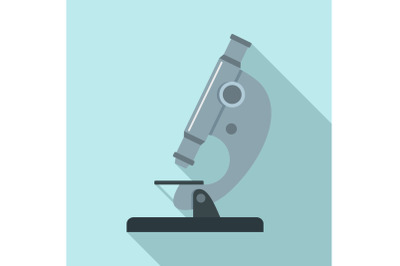 Biology microscope icon, flat style
