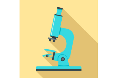 Experiment microscope icon, flat style