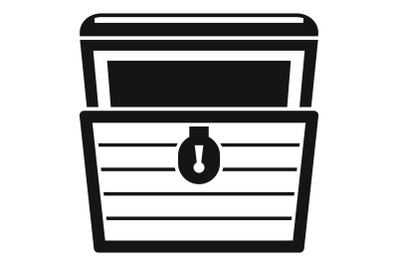 Open treasure chest icon, simple style