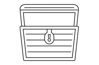 Open treasure chest icon, outline style