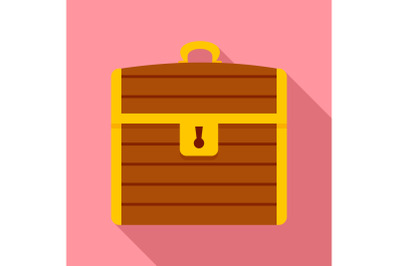 Treasure chest icon, flat style