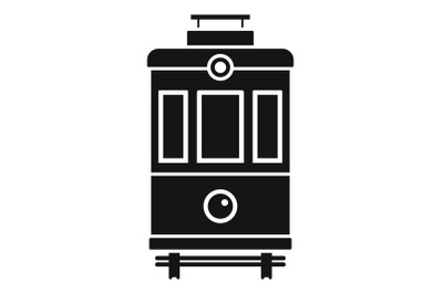 Front view tram icon, simple style