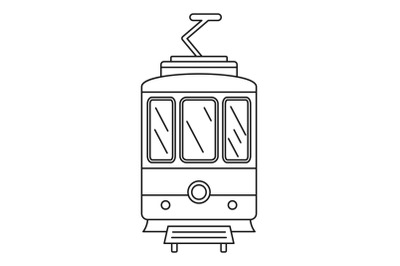 City tramcar icon, outline style