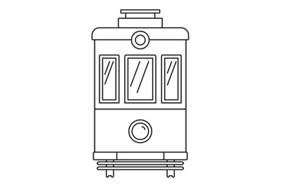 Front view tram icon, outline style