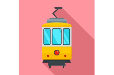 City tramcar icon, flat style