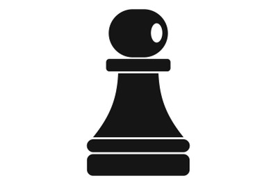 Black pawn piece icon, simple style