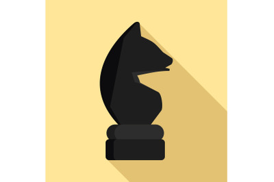 Black horse piece icon, flat style