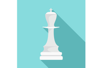 White chess king icon, flat style
