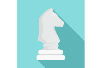 White chess horse icon, flat style