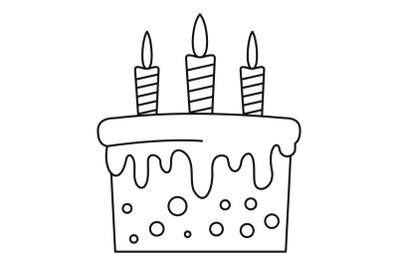 Birthday cake icon, outline style