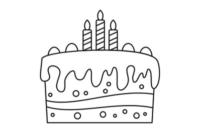 Celebration cake icon, outline style