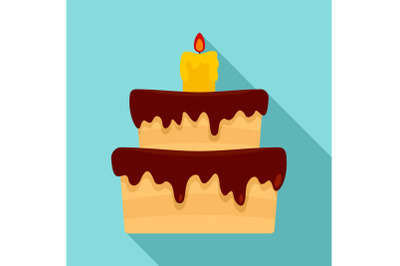 Celebration cake icon, flat style