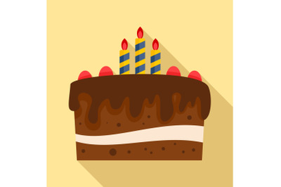 Chocolate cake icon, flat style