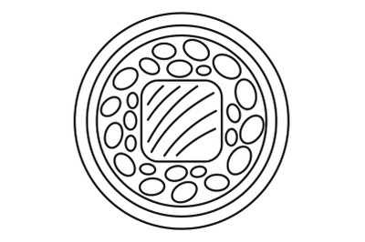 Salmon sushi roll icon, outline style