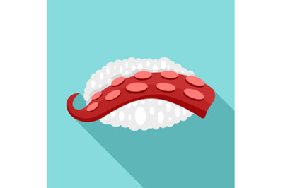 Octopus sushi icon, flat style